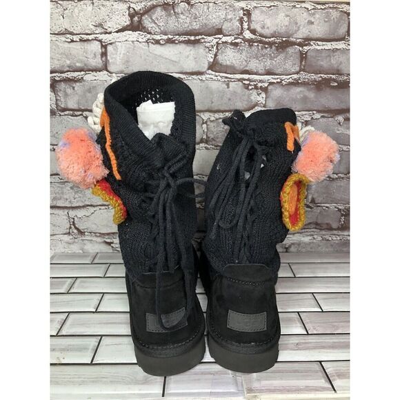 Ugg Australia Classic Floral Crochet Genuine Shearling Boots Women Sz 9M US/40EU - Picture 7 of 16